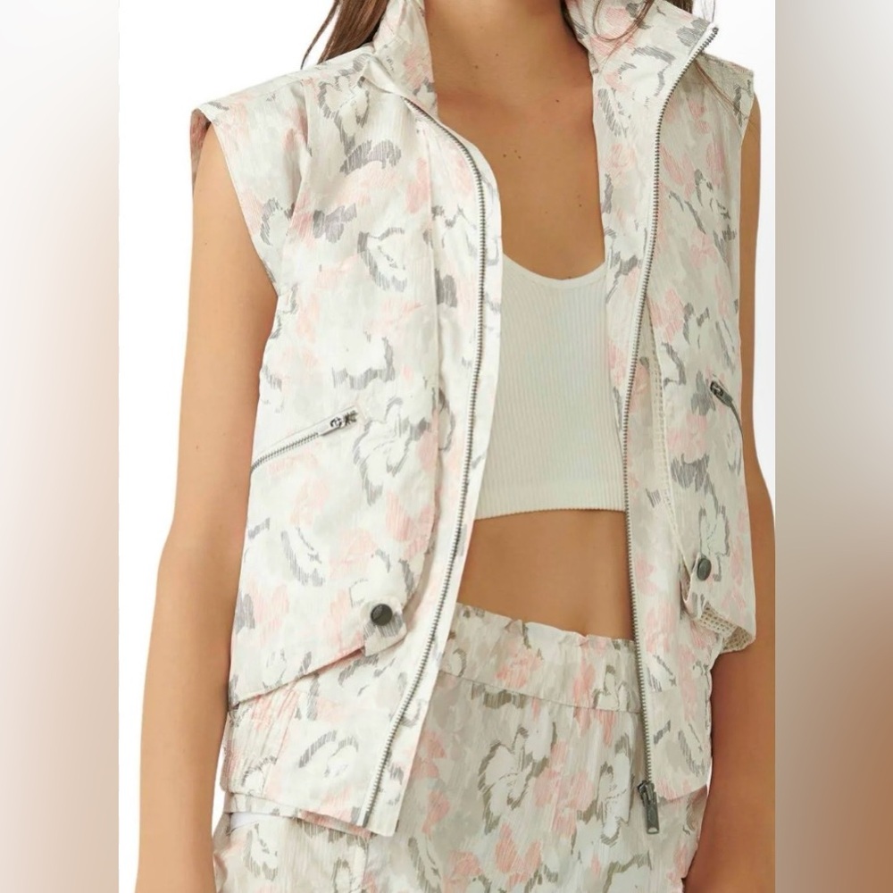 Free People Movement Off The Grid Printed Vest woman XS Full zip vented gorpcore